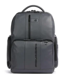 Urban Laptop-Rucksack 15″ genarbtes Rindsleder grau