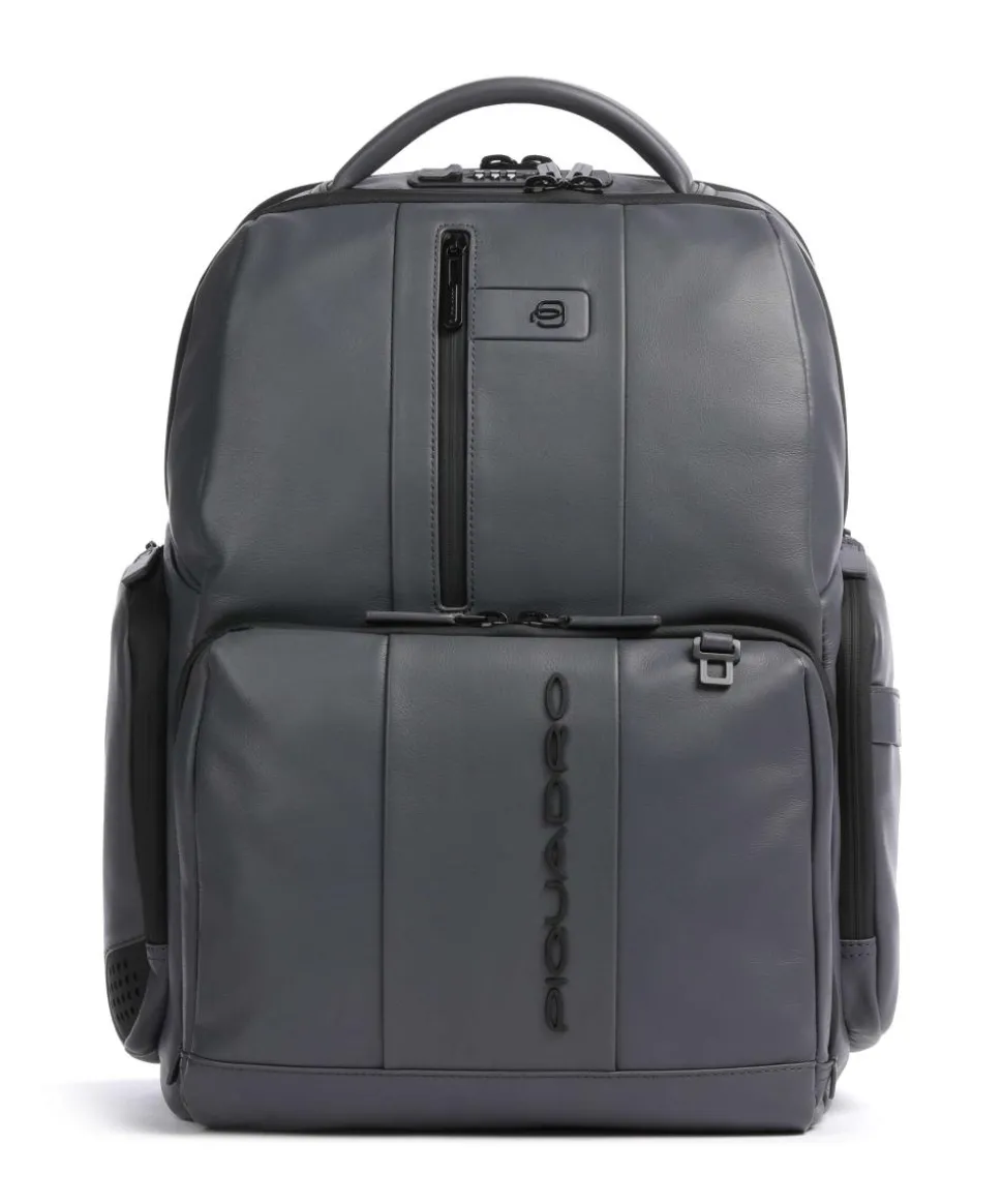 Urban Laptop-Rucksack 15″ genarbtes Rindsleder grau