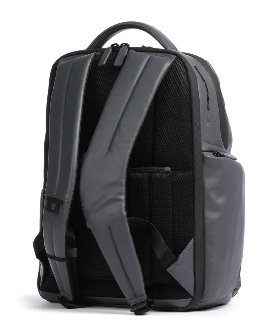Urban Laptop-Rucksack 15″ genarbtes Rindsleder grau