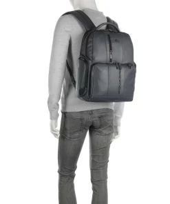 Urban Laptop-Rucksack 15″ genarbtes Rindsleder grau