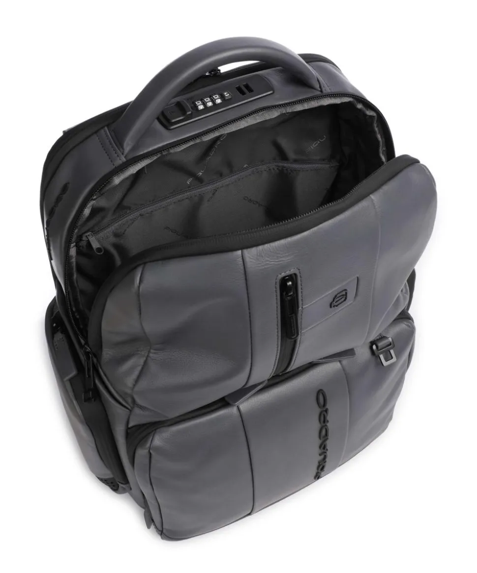 Urban Laptop-Rucksack 15″ genarbtes Rindsleder grau
