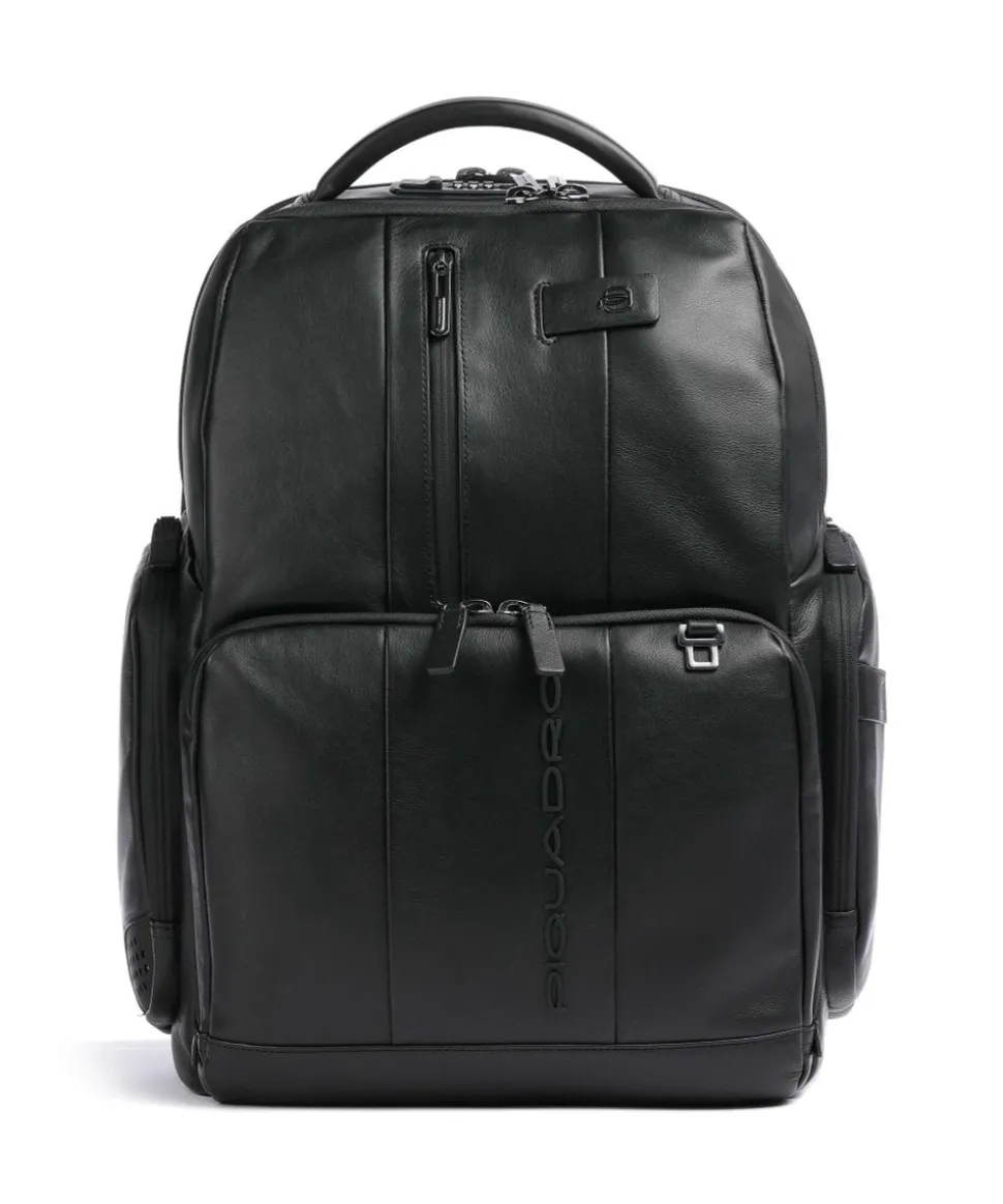 Urban Laptop-Rucksack 15″ genarbtes Rindsleder schwarz
