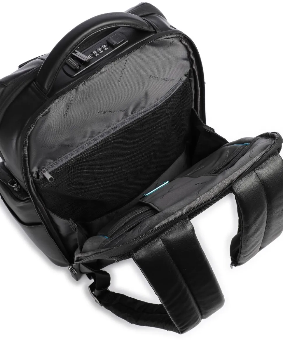 Urban Laptop-Rucksack 15″ genarbtes Rindsleder schwarz