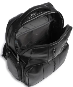 Urban Laptop-Rucksack 15″ genarbtes Rindsleder schwarz