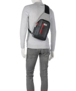 Urban Slingbag genarbtes Rindsleder schwarz/grau