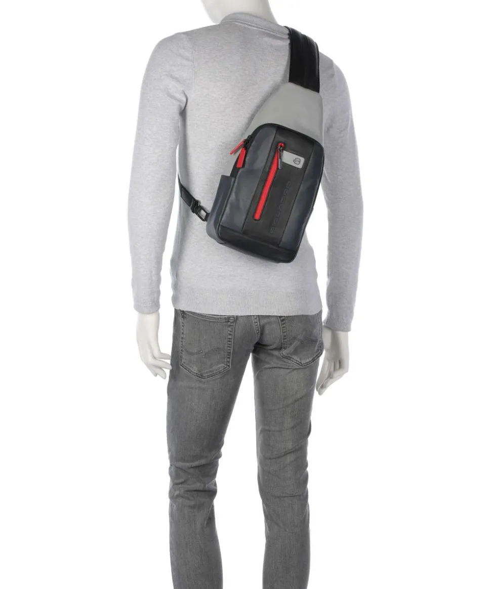 Urban Slingbag genarbtes Rindsleder schwarz/grau