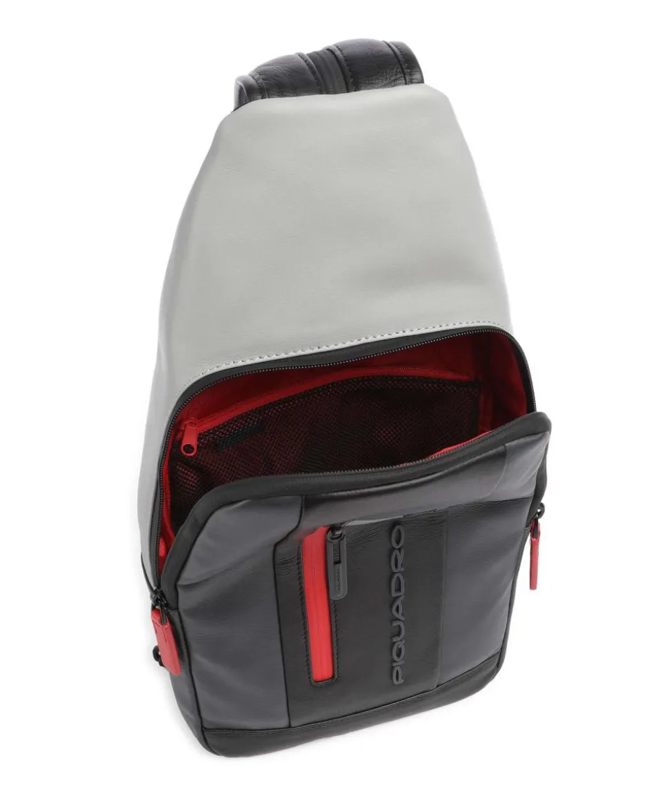 Urban Slingbag genarbtes Rindsleder schwarz/grau