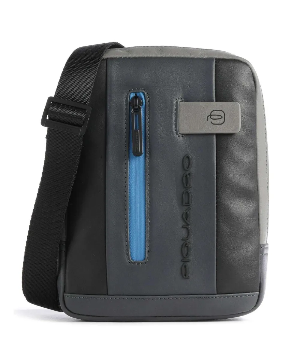 Urban Umhängetasche fein genarbtes Rindsleder schwarz/grau