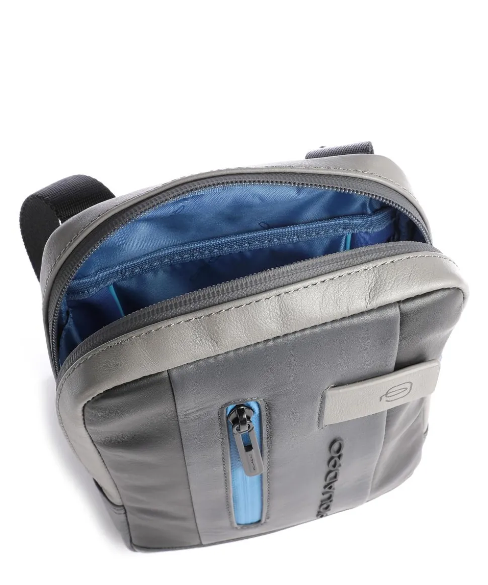 Urban Umhängetasche fein genarbtes Rindsleder schwarz/grau