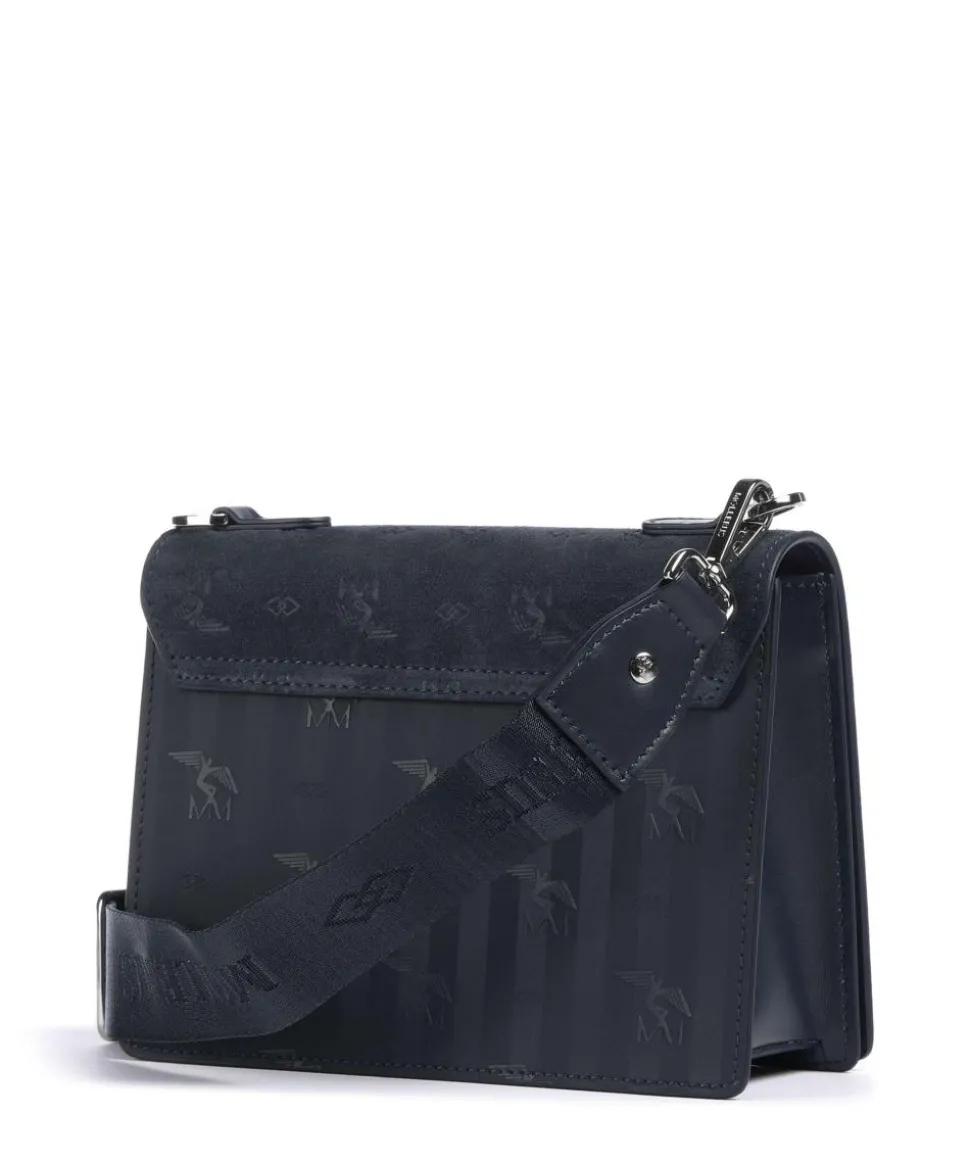 Vinour Vinerus Melide Umhängetasche Canvas, glattes Kalbsleder, aufgerautes Kalbsleder dunkelblau