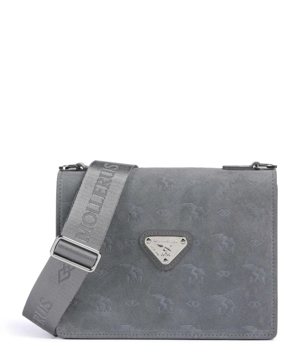 Vinour Vinerus Melide Umhängetasche Canvas, glattes Kalbsleder, aufgerautes Kalbsleder grau