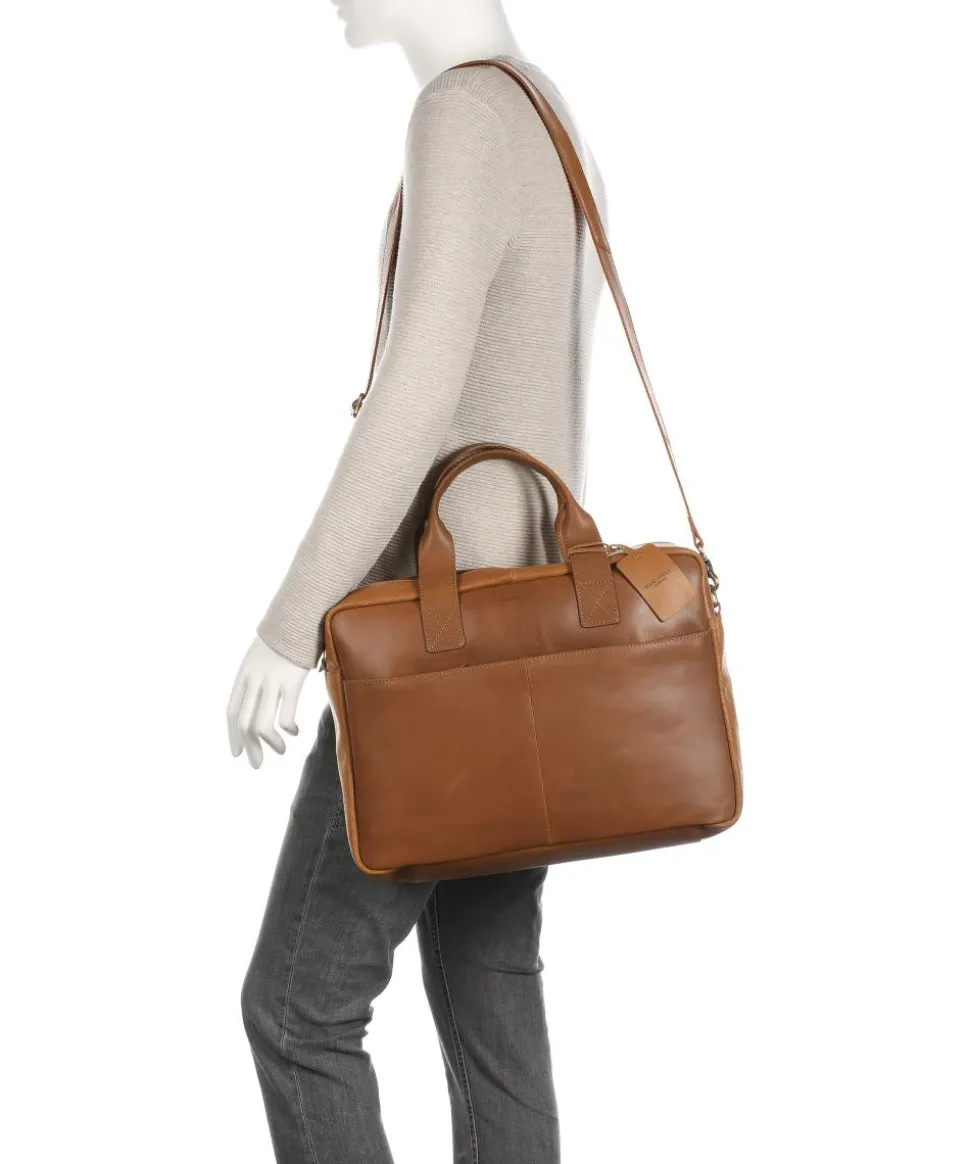 Vintage River Worker Aktentasche 15″ fein genarbtes Leder cognac