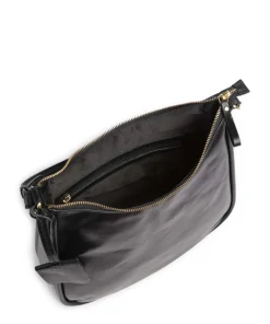 Vintage Veda Beuteltasche fein genarbtes Leder schwarz