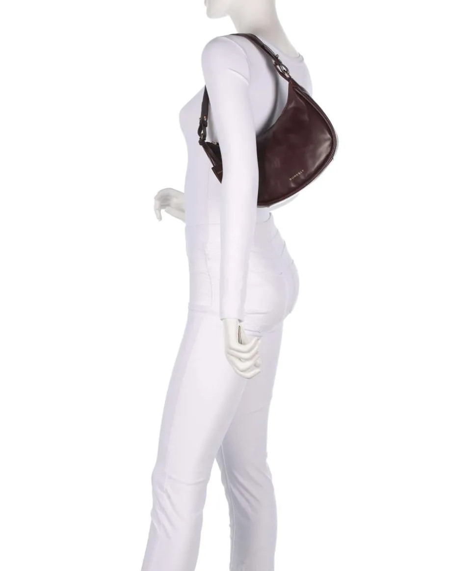 Vintage Veda Schultertasche fein genarbtes Leder dunkelrot