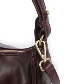 Vintage Veda Schultertasche fein genarbtes Leder dunkelrot