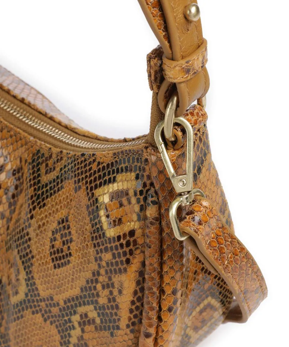 Vintage Veda Schultertasche fein genarbtes Leder braun