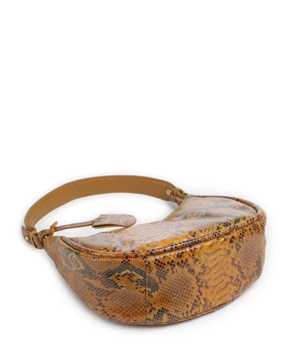 Vintage Veda Schultertasche fein genarbtes Leder braun