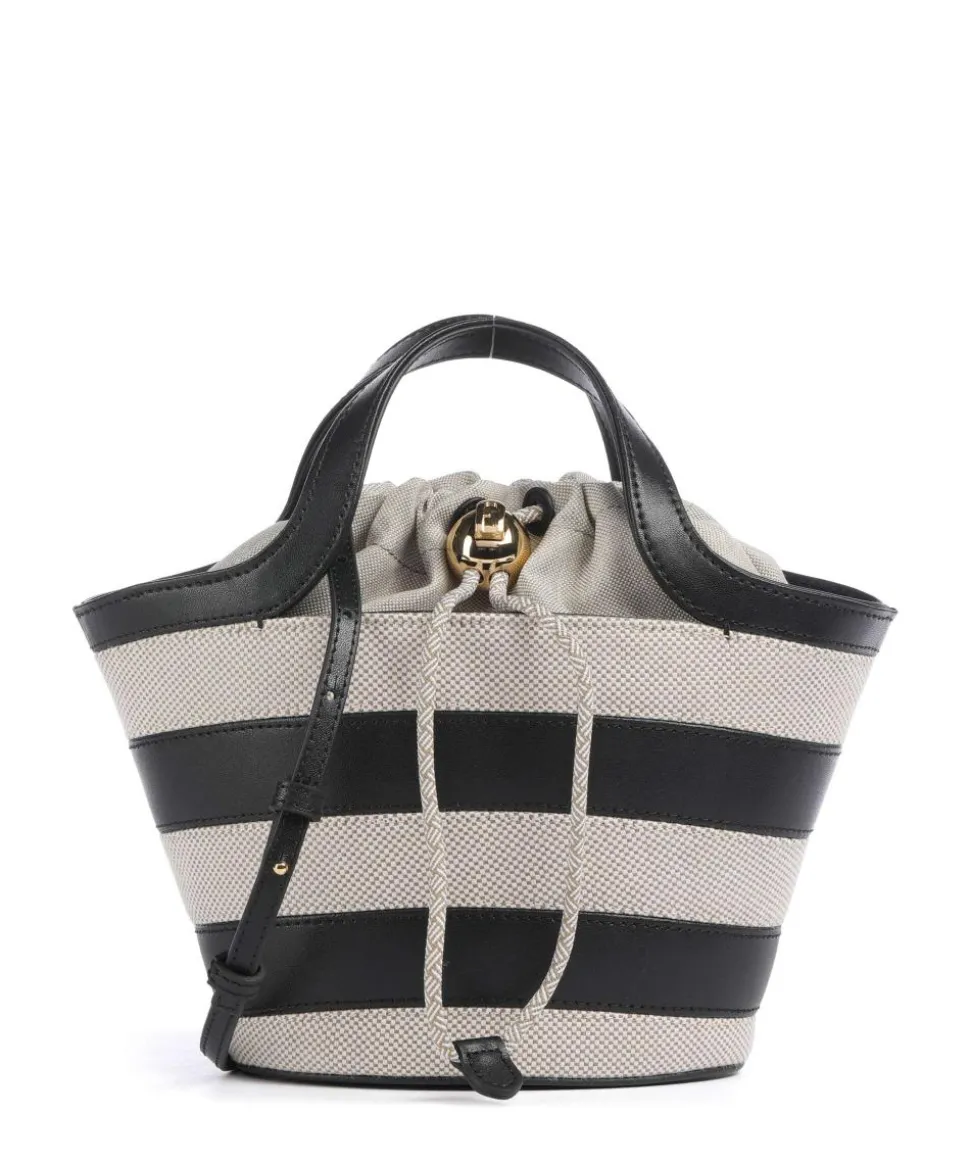 Vortice Mini Umhängetasche Canvas, fein genarbtes Leder beige/schwarz