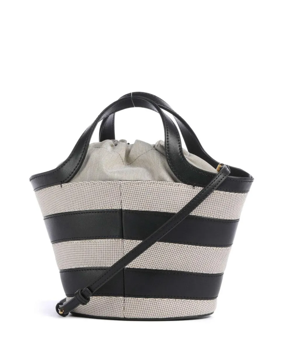 Vortice Mini Umhängetasche Canvas, fein genarbtes Leder beige/schwarz