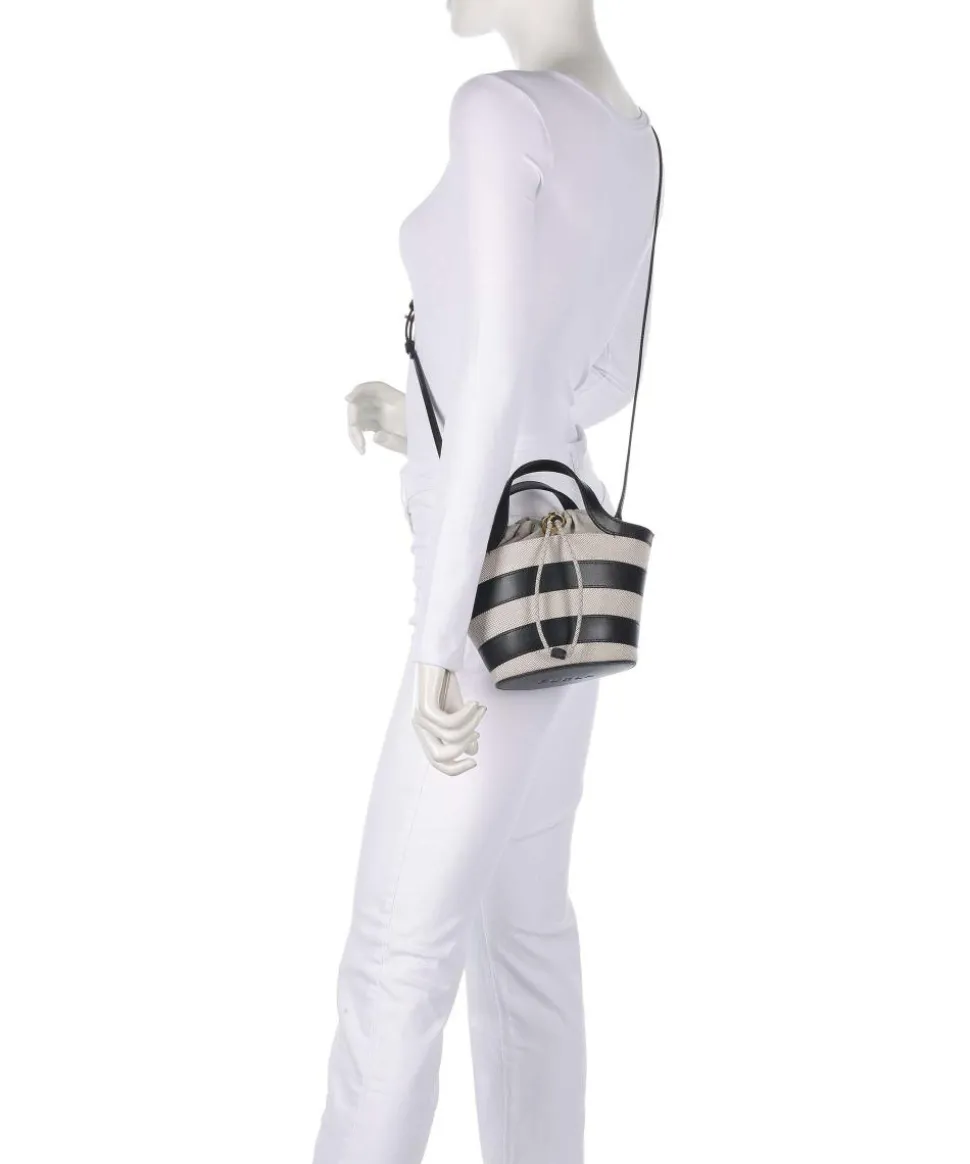 Vortice Mini Umhängetasche Canvas, fein genarbtes Leder beige/schwarz