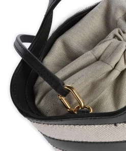 Vortice Mini Umhängetasche Canvas, fein genarbtes Leder beige/schwarz