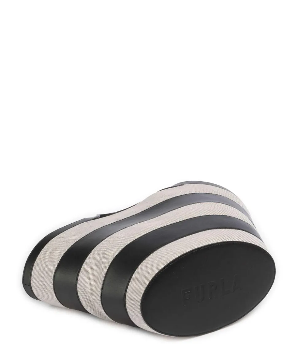 Vortice S Handtasche Canvas, fein genarbtes Kalbsleder beige/schwarz