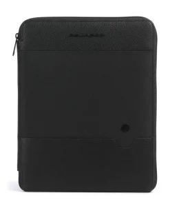 W138 Mappe recyceltes Polyester, genarbtes Rindsleder schwarz