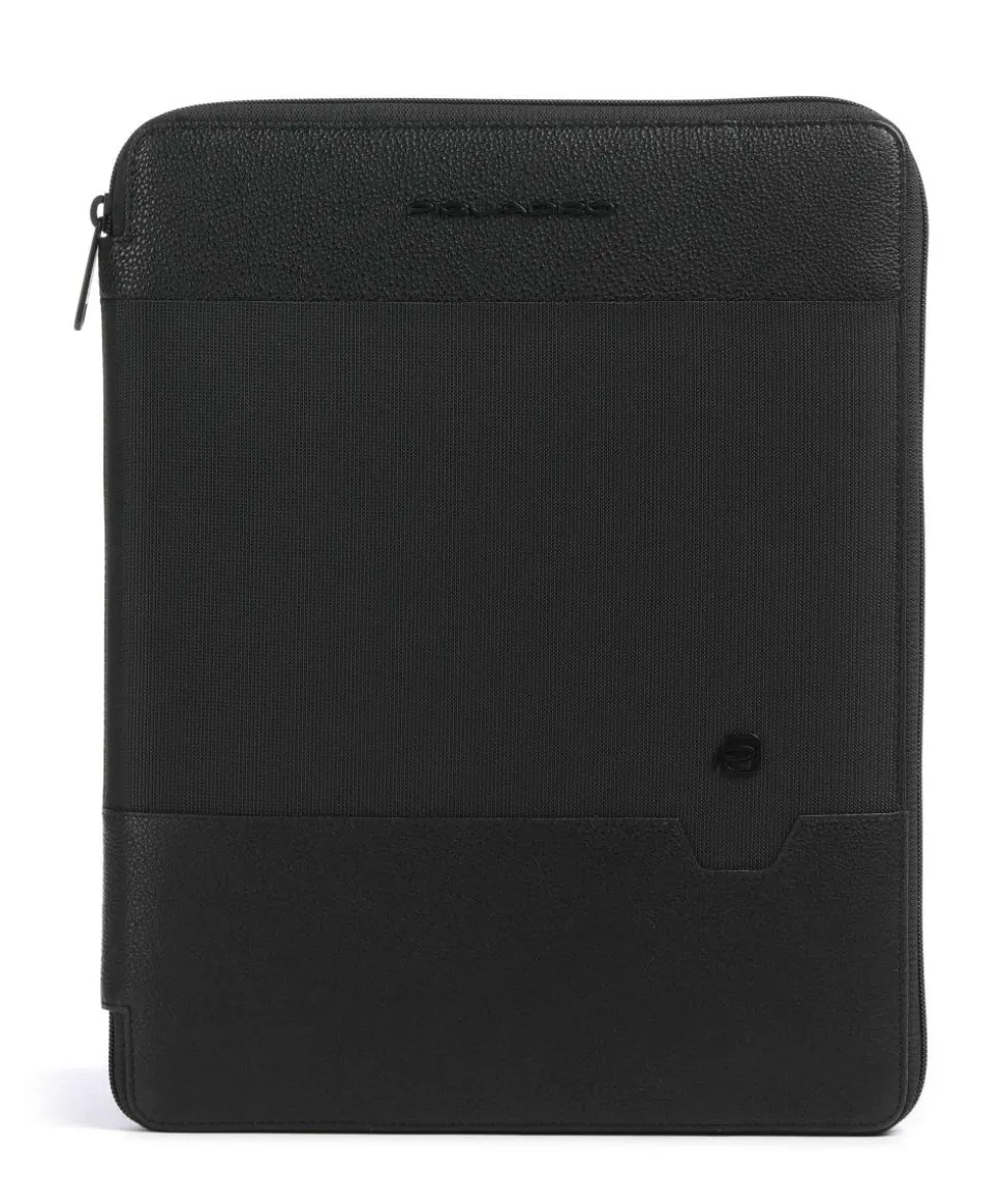 W138 Mappe recyceltes Polyester, genarbtes Rindsleder schwarz