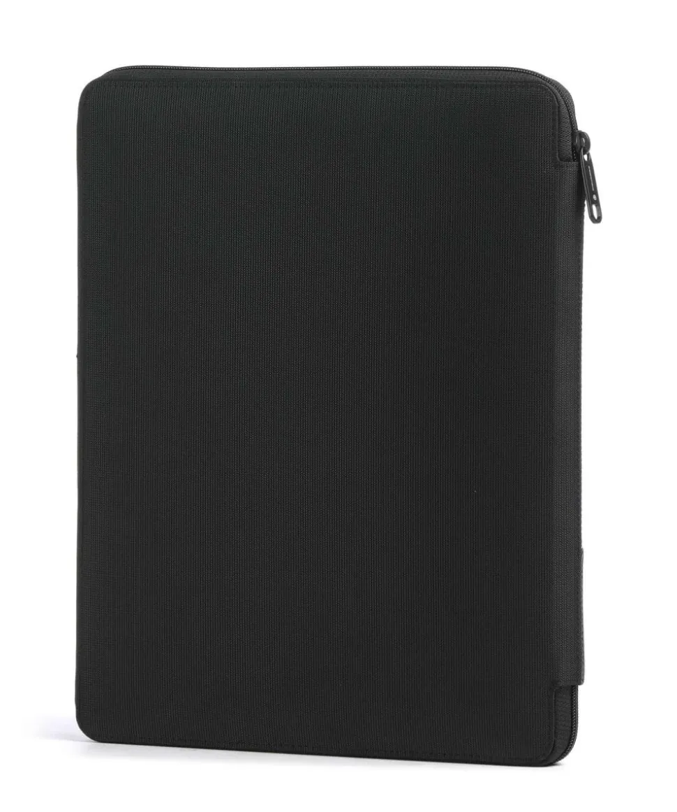 W138 Mappe recyceltes Polyester, genarbtes Rindsleder schwarz