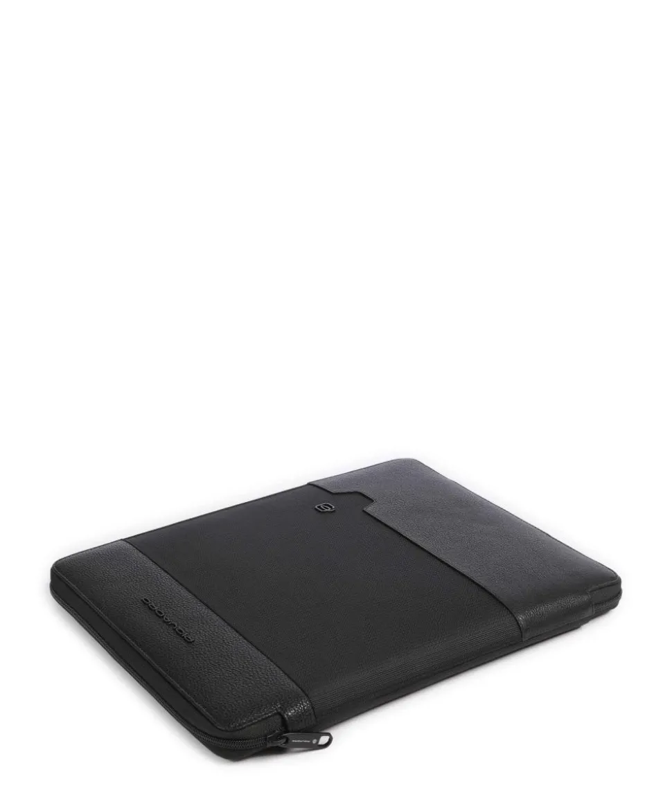 W138 Mappe recyceltes Polyester, genarbtes Rindsleder schwarz