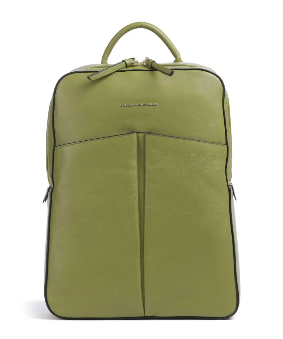 W134 Rucksack 15″ genarbtes Rindsleder olivgrün