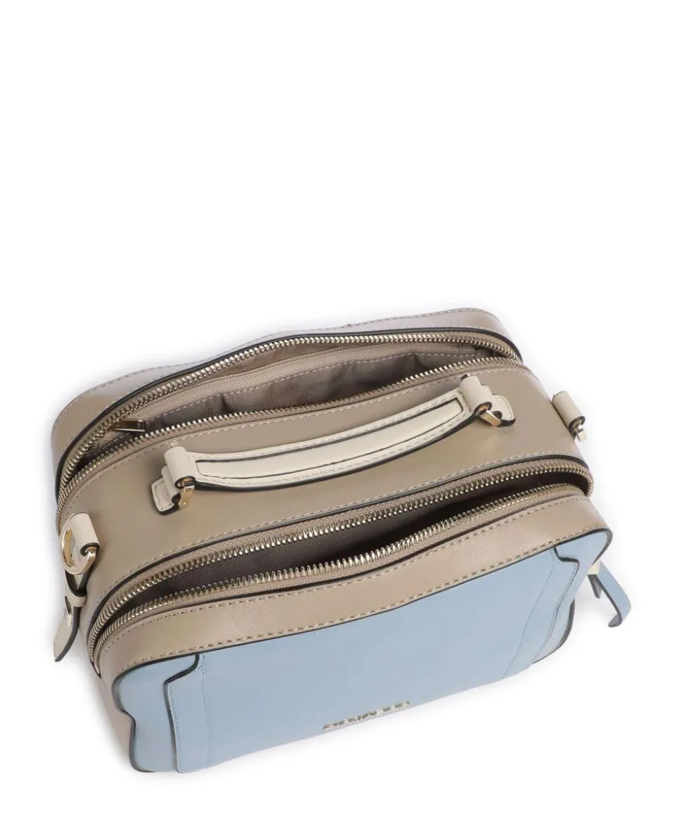 W92 Umhängetasche fein genarbtes Rindsleder blau/beige