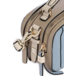 W92 Umhängetasche fein genarbtes Rindsleder blau/beige