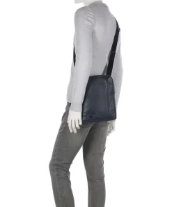 W137 Umhängetasche genarbtes Rindsleder dunkelblau