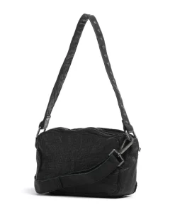 Washed Ellie Schultertasche Kalbsleder schwarz