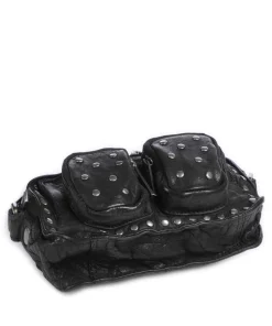 Washed Helena Umhängetasche genarbtes Leder schwarz