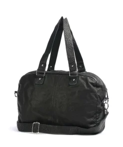 Washed Mille Shopper fein genarbtes Kalbsleder schwarz