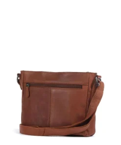 Washed Waxed Cow Aston Umhängetasche genarbtes Rindsleder cognac