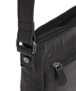 Washed Waxed Cow Aston Umhängetasche genarbtes Rindsleder schwarz