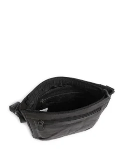 Washed Waxed Cow Aston Umhängetasche genarbtes Rindsleder schwarz