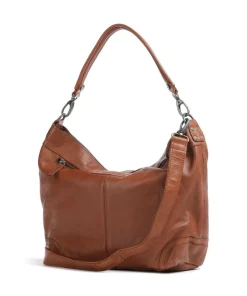 Washed Waxed Cow Bolivia Beuteltasche Pull-Up Rindsleder cognac