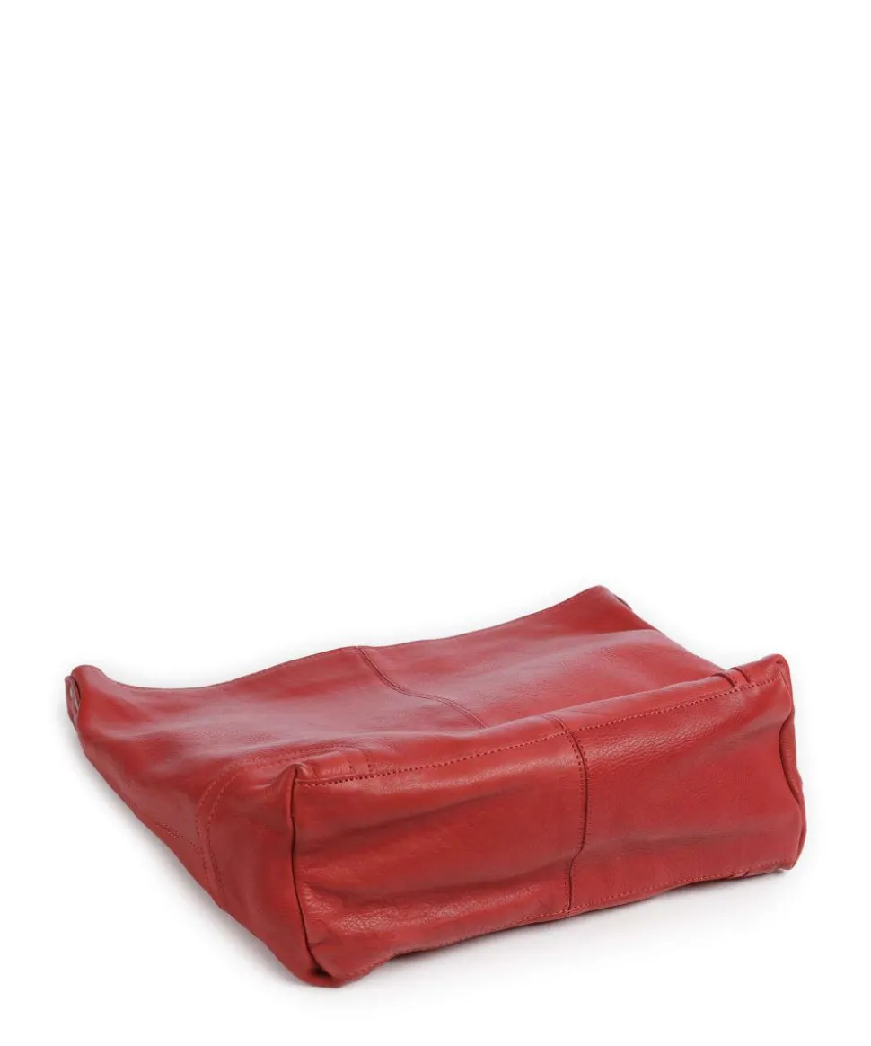 Washed Waxed Cow Bolivia Beuteltasche Pull-Up Rindsleder rot