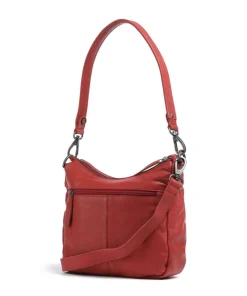 Washed Waxed Cow Caroline Schultertasche genarbtes Rindsleder rot