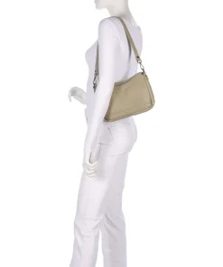 Washed Waxed Cow Irving Schultertasche genarbtes Rindsleder beige