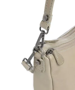 Washed Waxed Cow Irving Schultertasche genarbtes Rindsleder beige