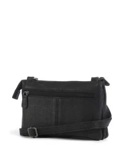 Washed Waxed Cow Osaka Umhängetasche genarbtes Rindsleder schwarz