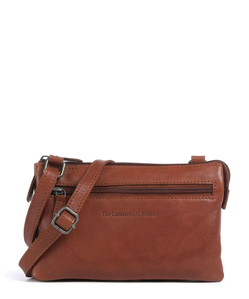 Washed Waxed Cow Osaka Umhängetasche genarbtes Rindsleder cognac