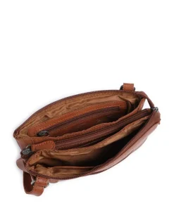 Washed Waxed Cow Osaka Umhängetasche genarbtes Rindsleder cognac