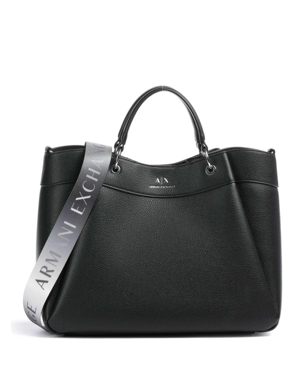 Wave L Handtasche Lederimitat schwarz