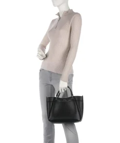 Wave M Handtasche Lederimitat schwarz